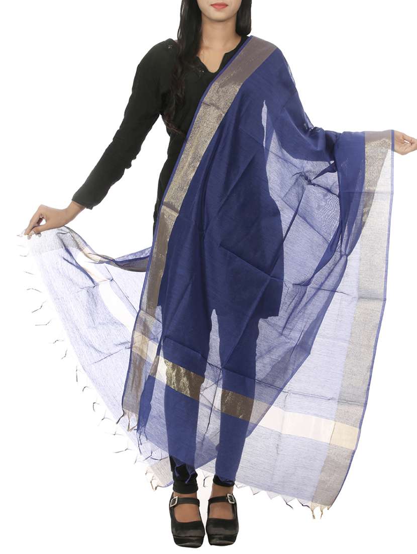 blue silk blend dupatta