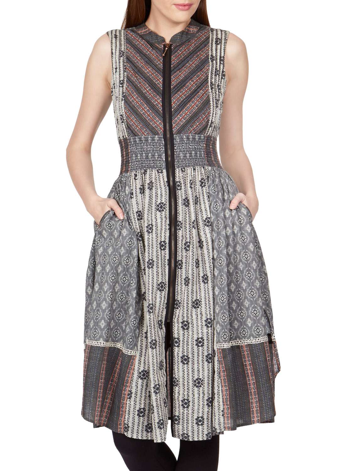 black cotton flared kurti