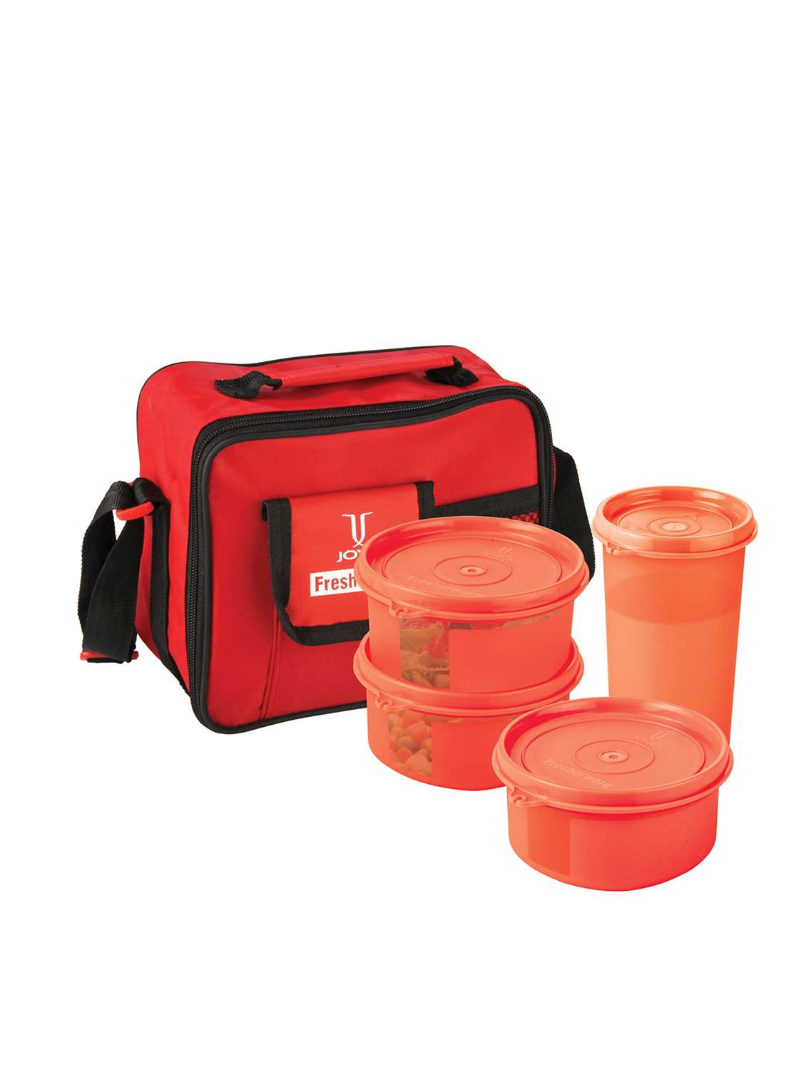joyo fresherware airtight leak proof microwave safe smart lunch kit-red