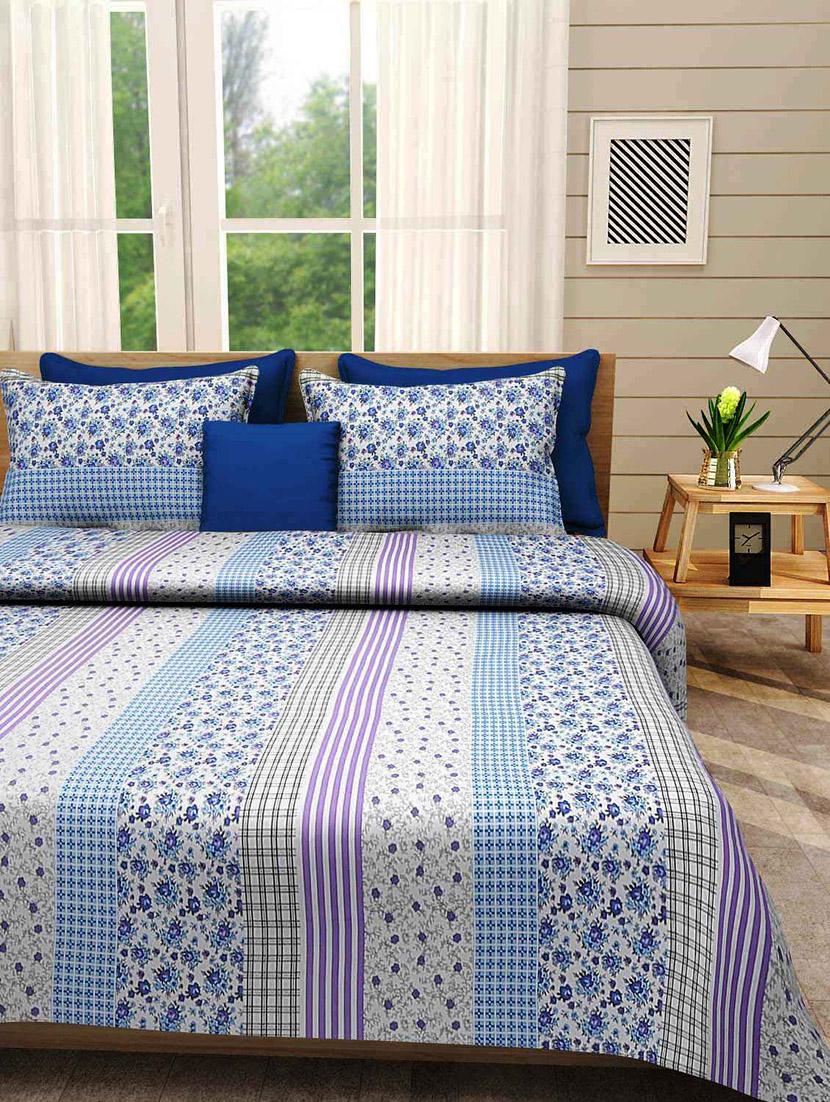 multicolored cotton printed double bed sheet set - 11095055 -  Zoom Image - 0