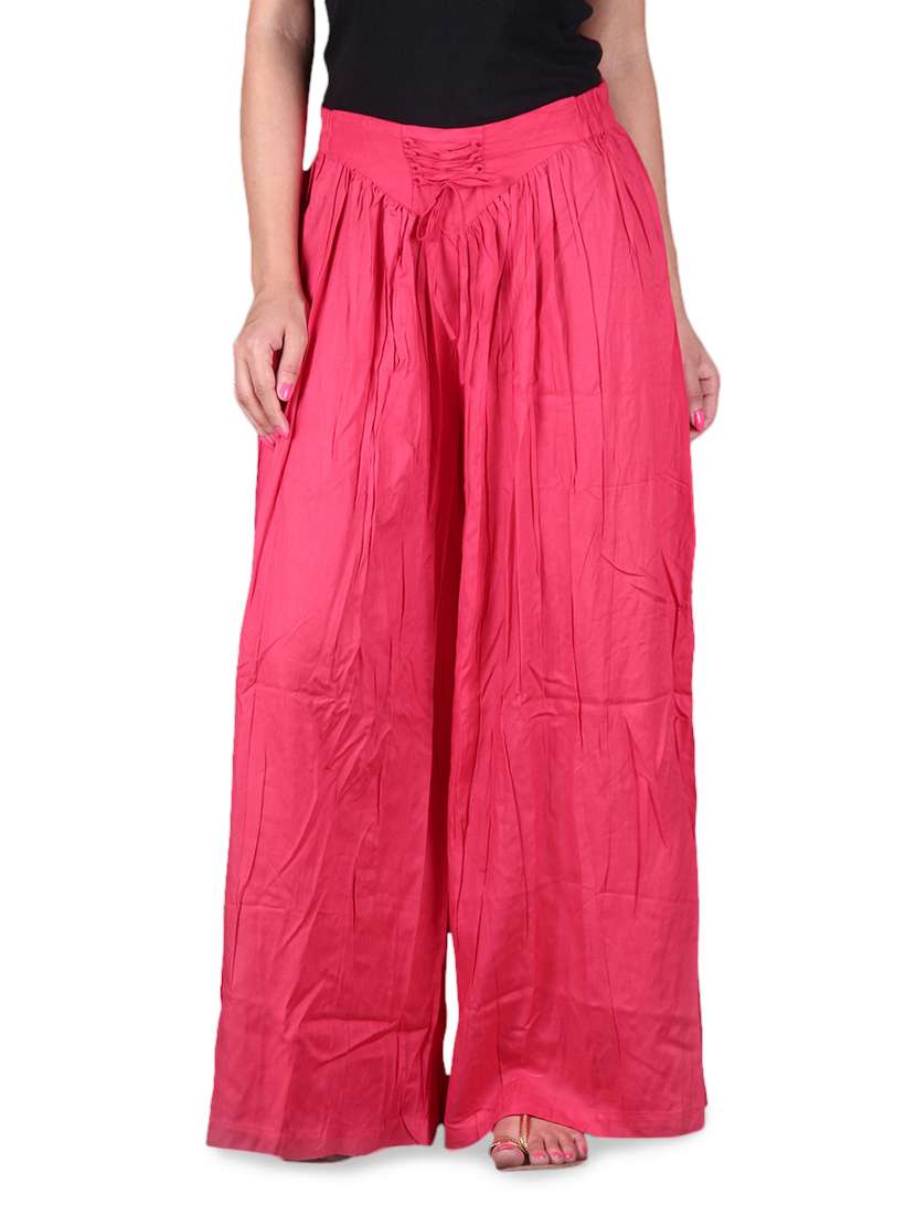 Buy online Plain Pink Rayon Palazzo Pants from bottom wear for