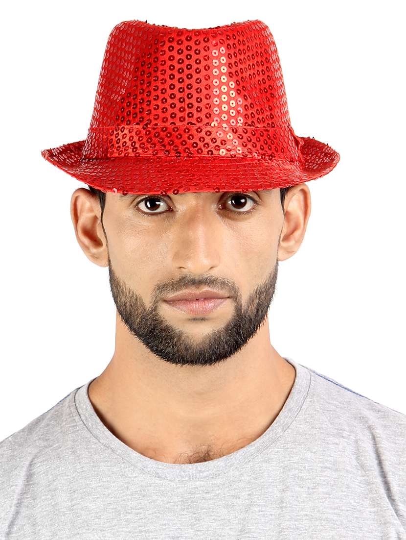 red cotton blend hat