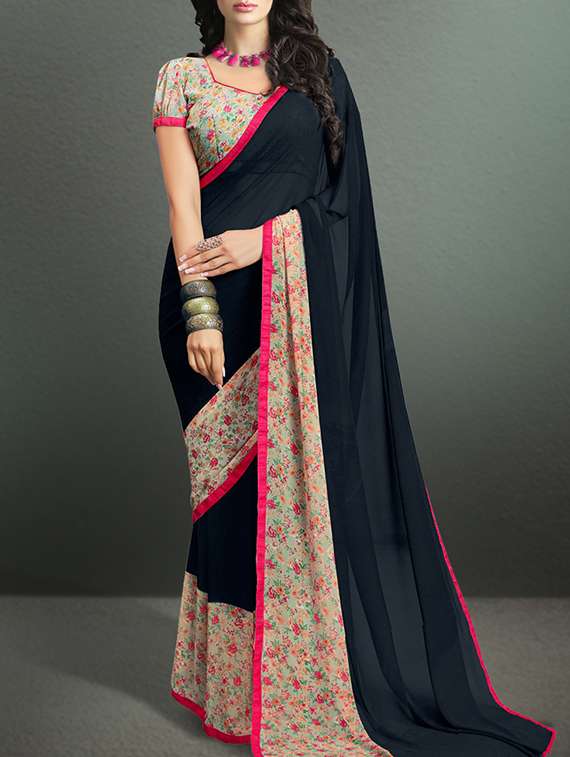 black georgette saree
