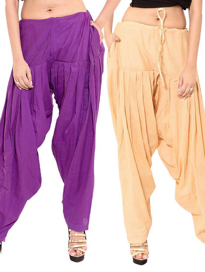 beige cotton patiyala salwars