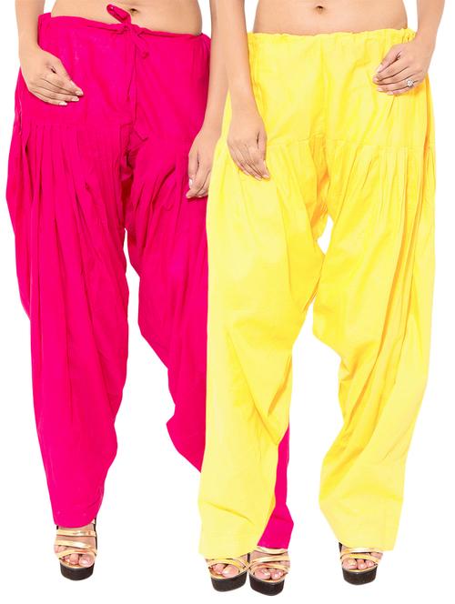 pink cotton patiyala salwars - 11120019 - Standard Image - 0