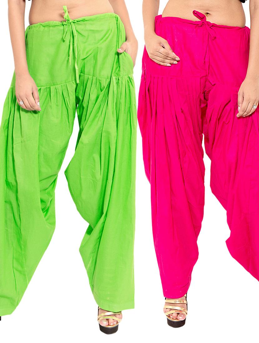 multi colored cotton combo salwars - 11120025 -  Zoom Image - 0