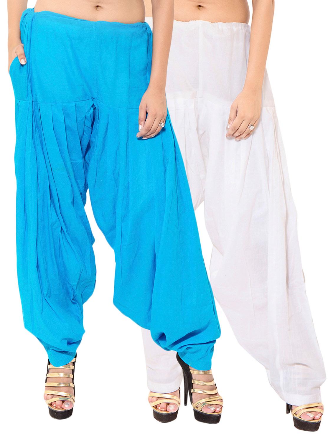 white cotton patiyala salwars - 11120050 -  Zoom Image - 0