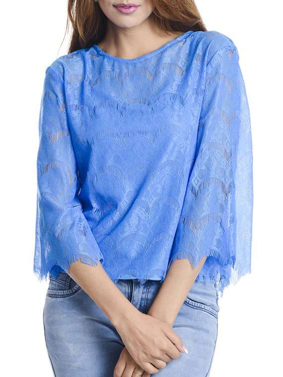 blue polyester regular top