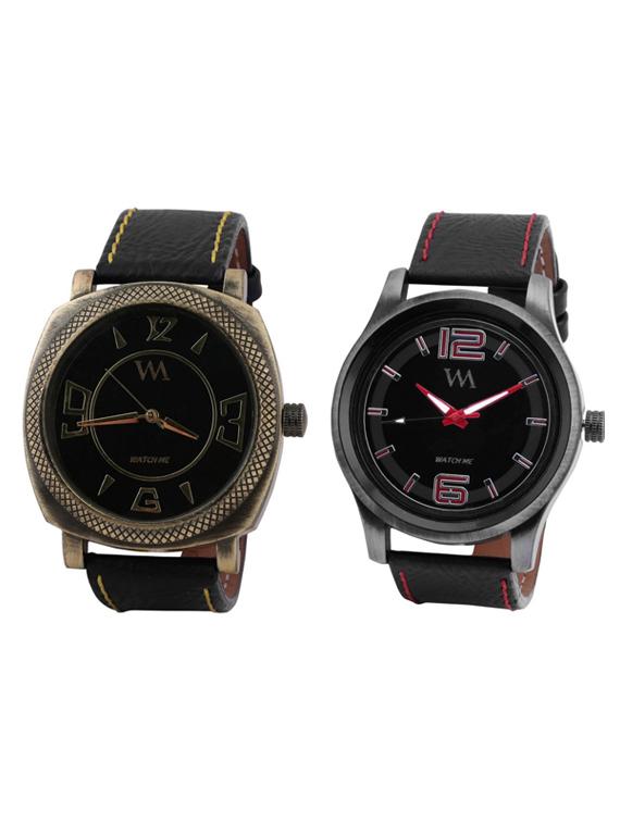 black leather wrist watch - 11123245 - Zoom Image - 0