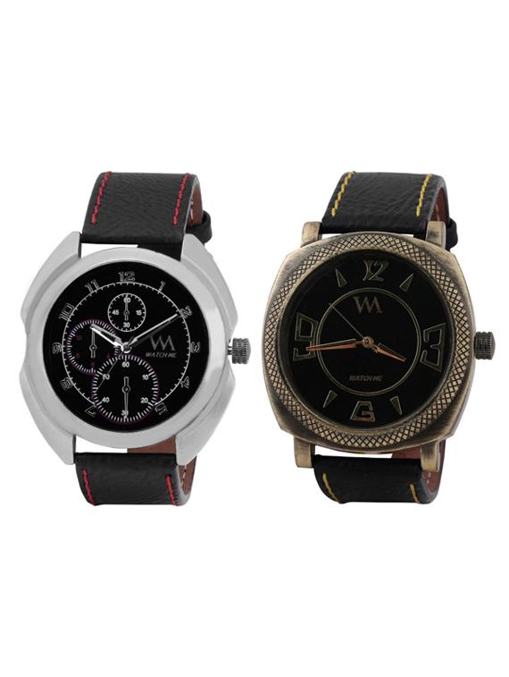 black leather wrist watch - 11123246 - Zoom Image - 0