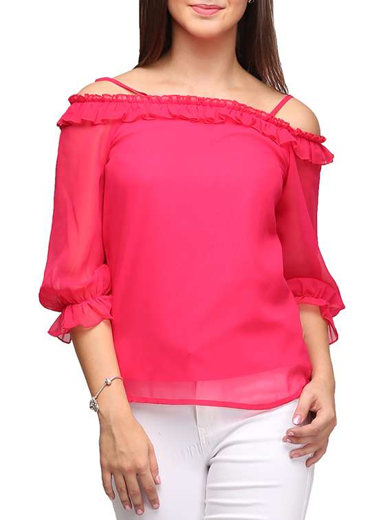 cold shoulder frill detail top