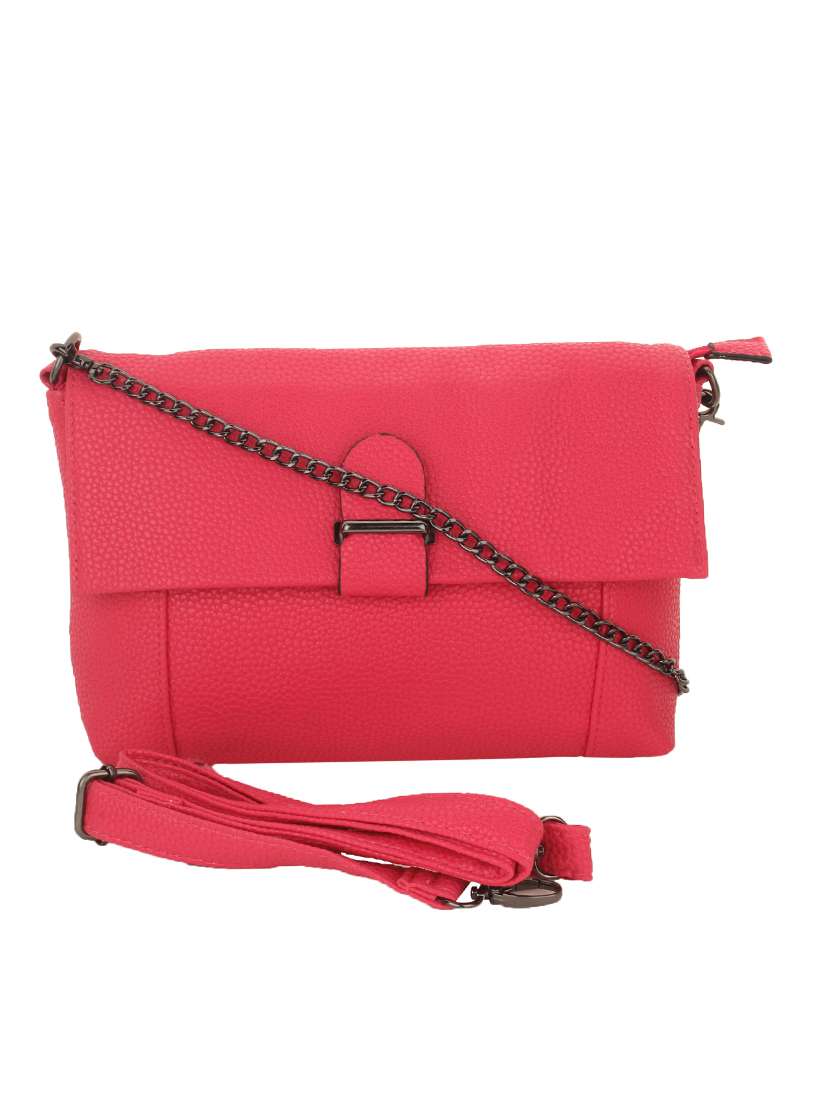 pink leatherette textured sling bag - 11131417 - Zoom Image - 0