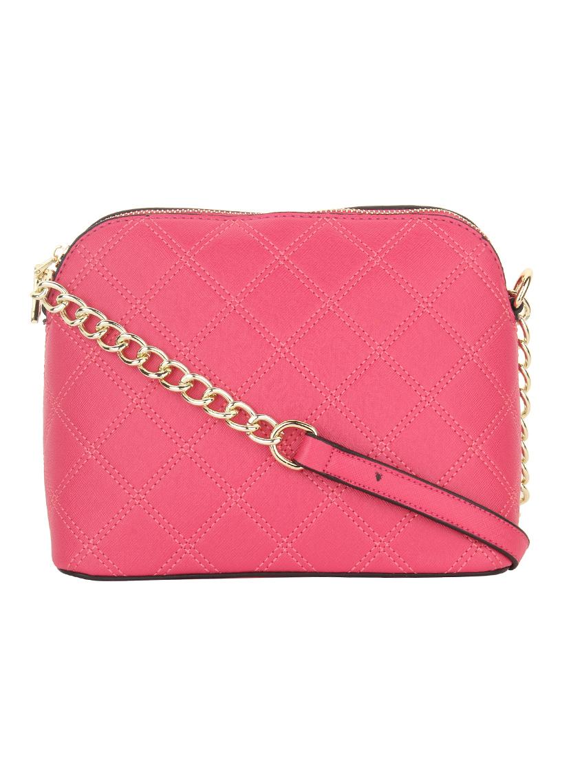 pink leatherette quilted sling bag - 11131430 - Zoom Image - 0