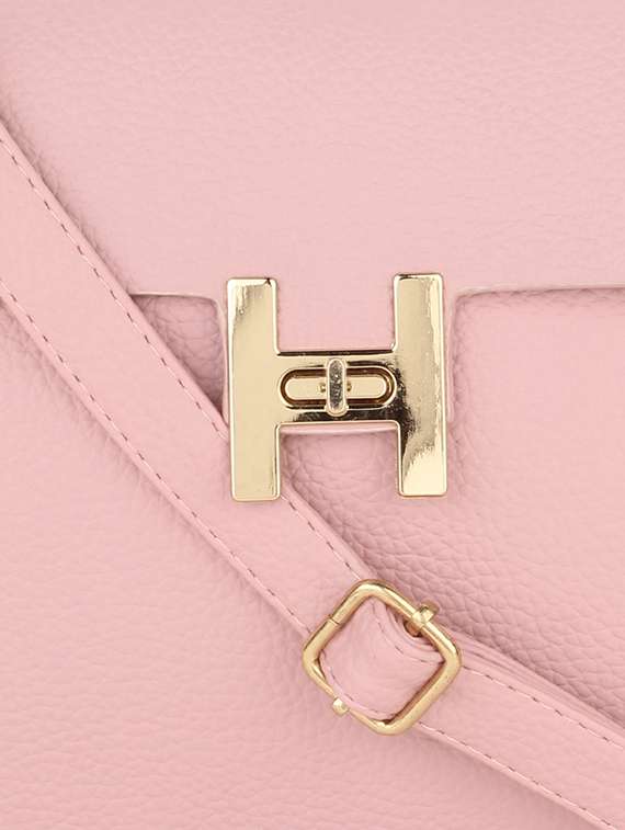 pink leatherette handbag with sling - 11131434 - Standard Image - 3