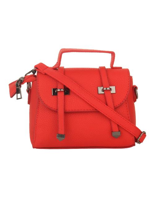 red leatherette textured sling bag - 11131439 - Standard Image - 0