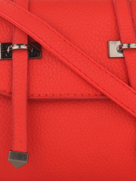red leatherette textured sling bag - 11131439 - Standard Image - 3