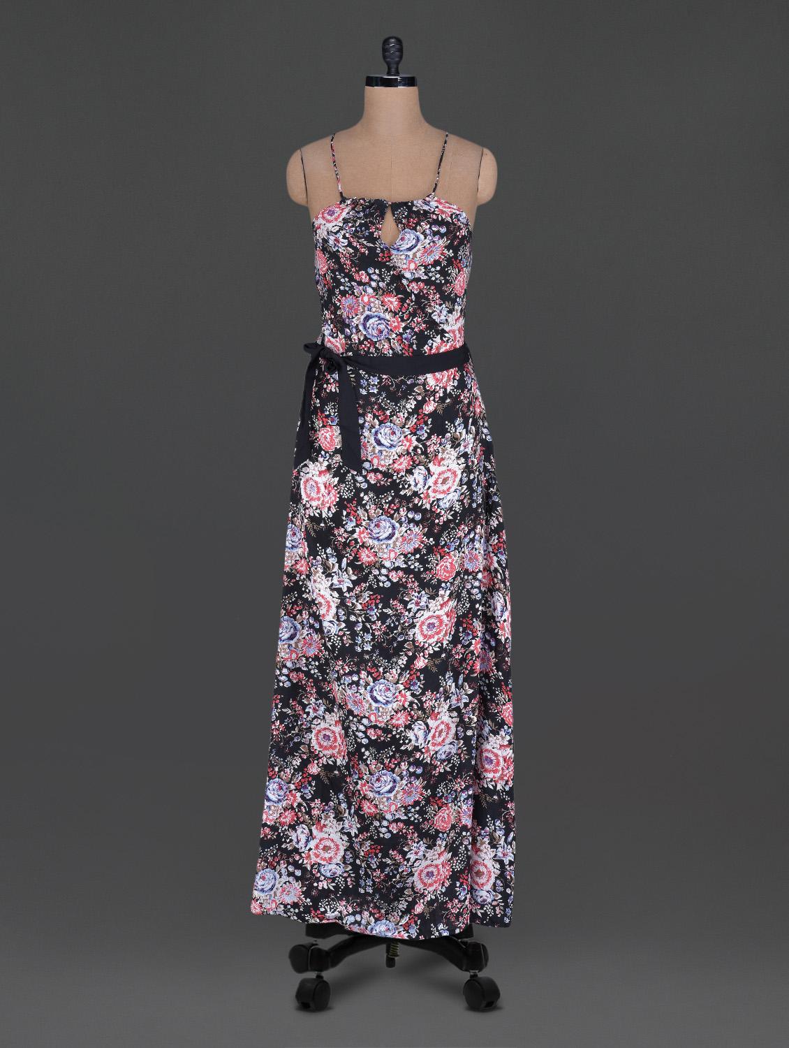 Floral Print Halter Neck Maxi Dress - Holidae