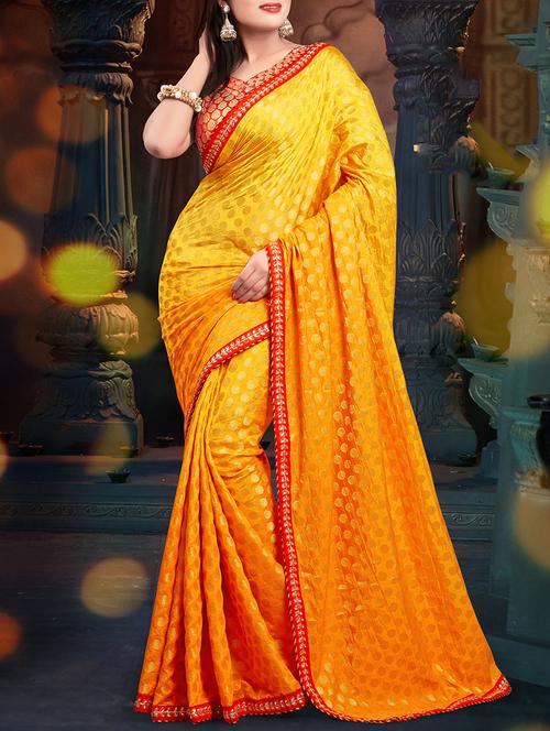yellow georgette saree - 11144927 - Standard Image - 0