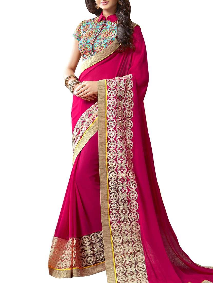 pink georgette saree - 11144975 - Zoom Image - 0
