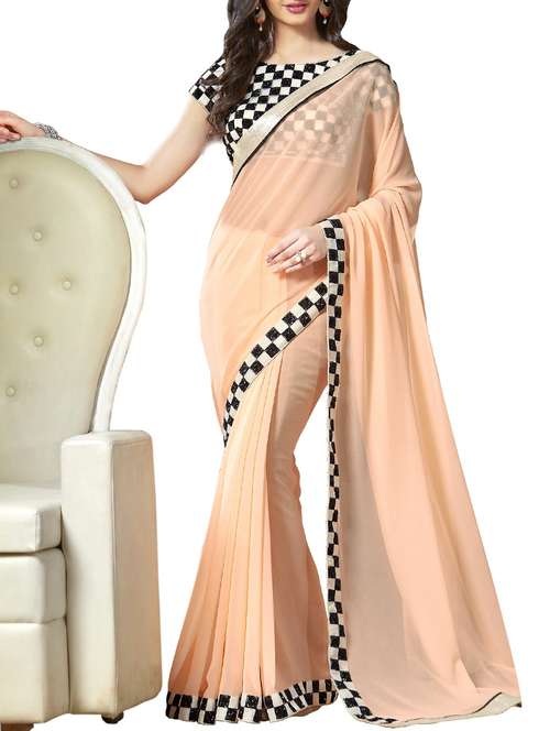 orange georgette saree - 11144977 - Standard Image - 0