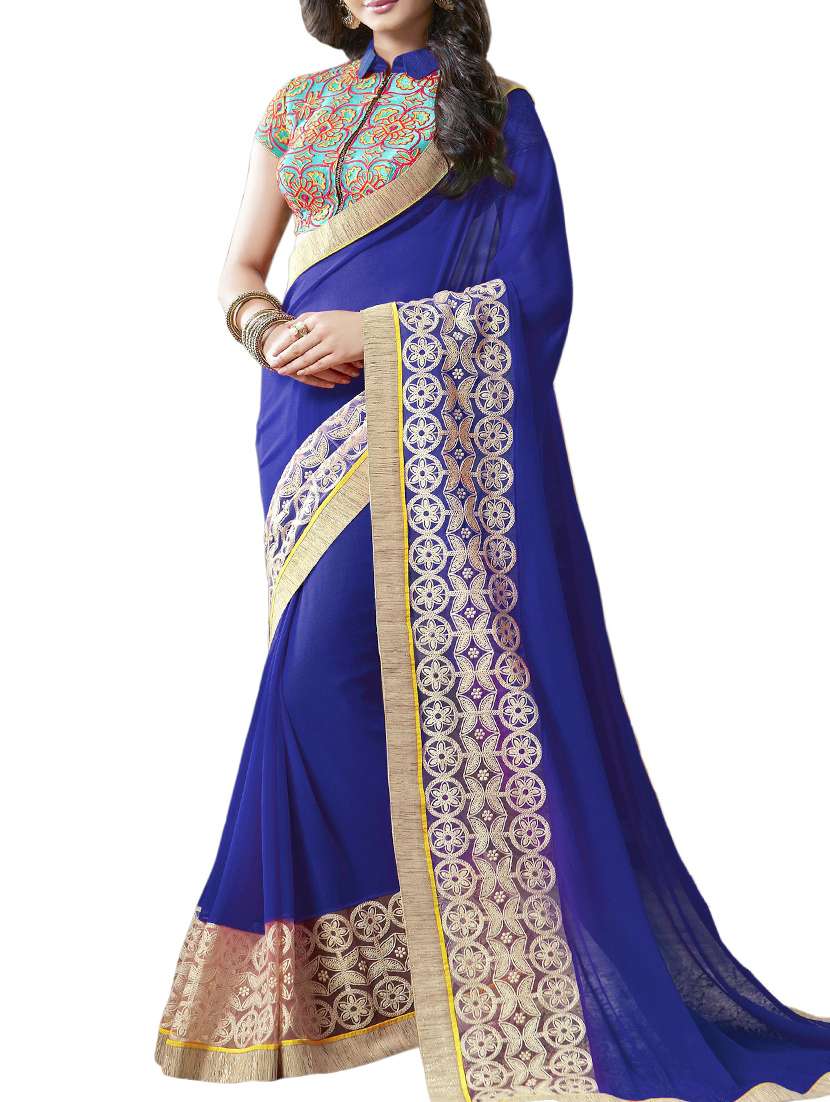 blue georgette saree - 11144986 - Zoom Image - 0