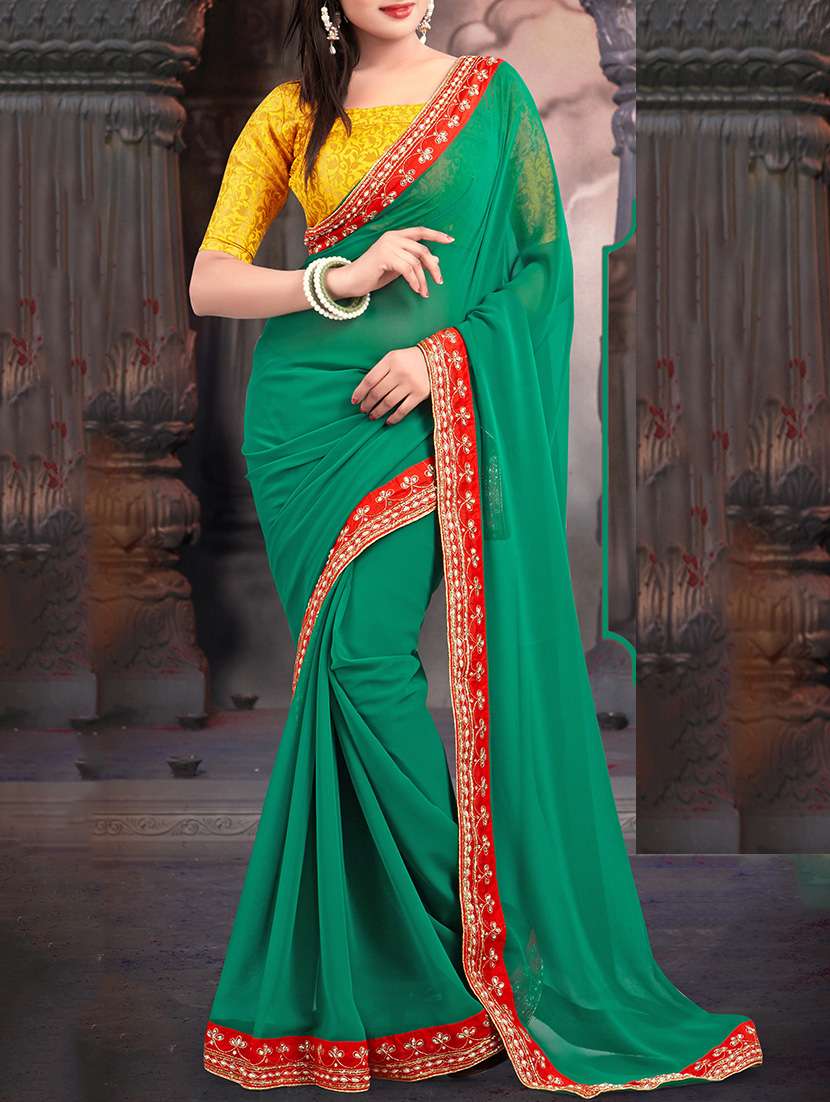 green georgette saree - 11145033 - Zoom Image - 0