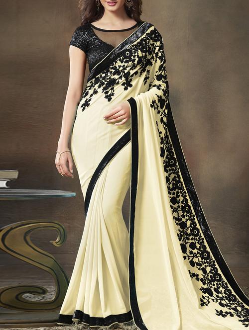 yellow georgette saree - 11145068 -  Standard Image - 0