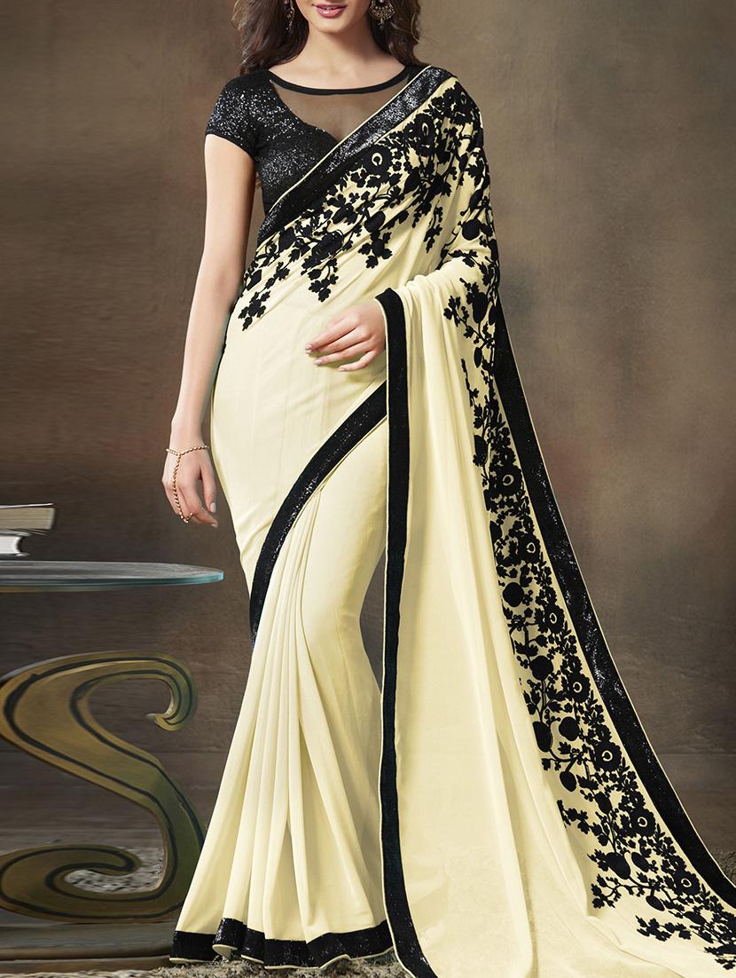 yellow georgette saree - 11145068 -  Zoom Image - 0