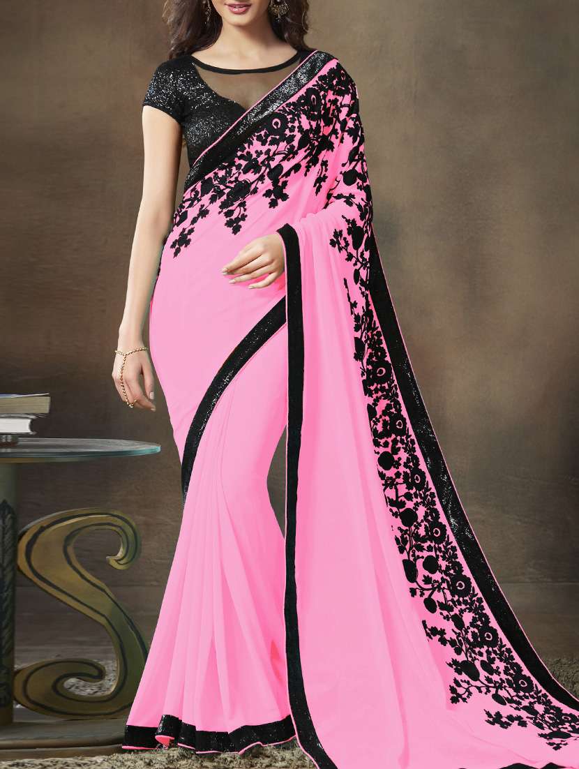 pink georgette saree - 11145071 -  Zoom Image - 0