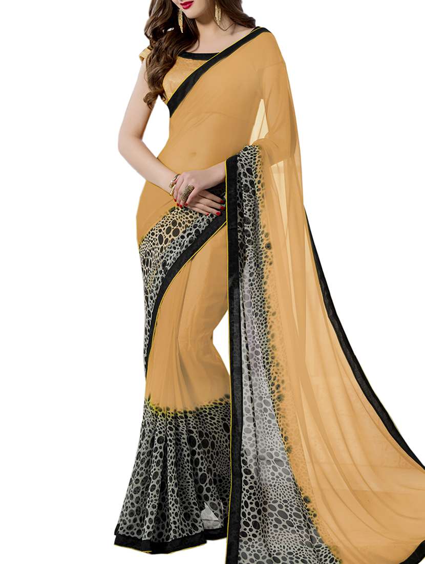 beige georgette saree - 11145101 - Zoom Image - 0