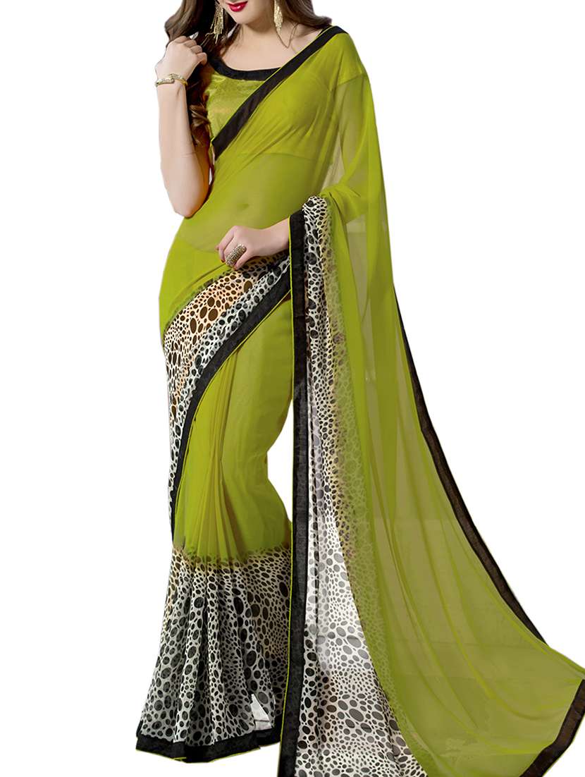 green georgette saree - 11145102 - Zoom Image - 0
