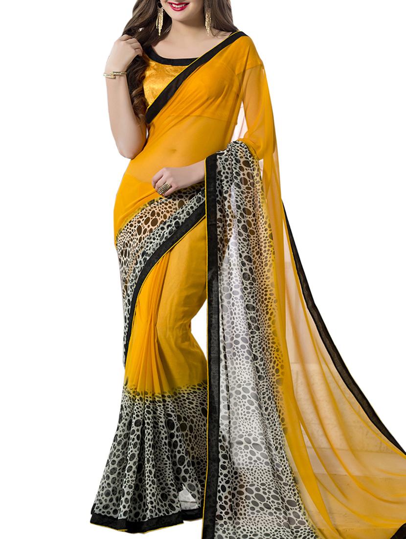 yellow georgette saree - 11145103 - Zoom Image - 0