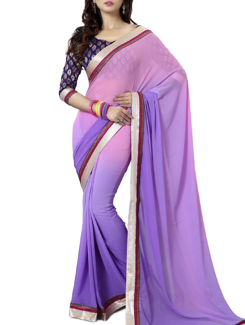 purple georgette saree - 11145104 - Zoom Image - 0
