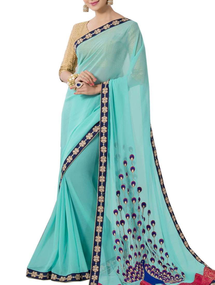 blue georgette saree - 11145126 -  Zoom Image - 0