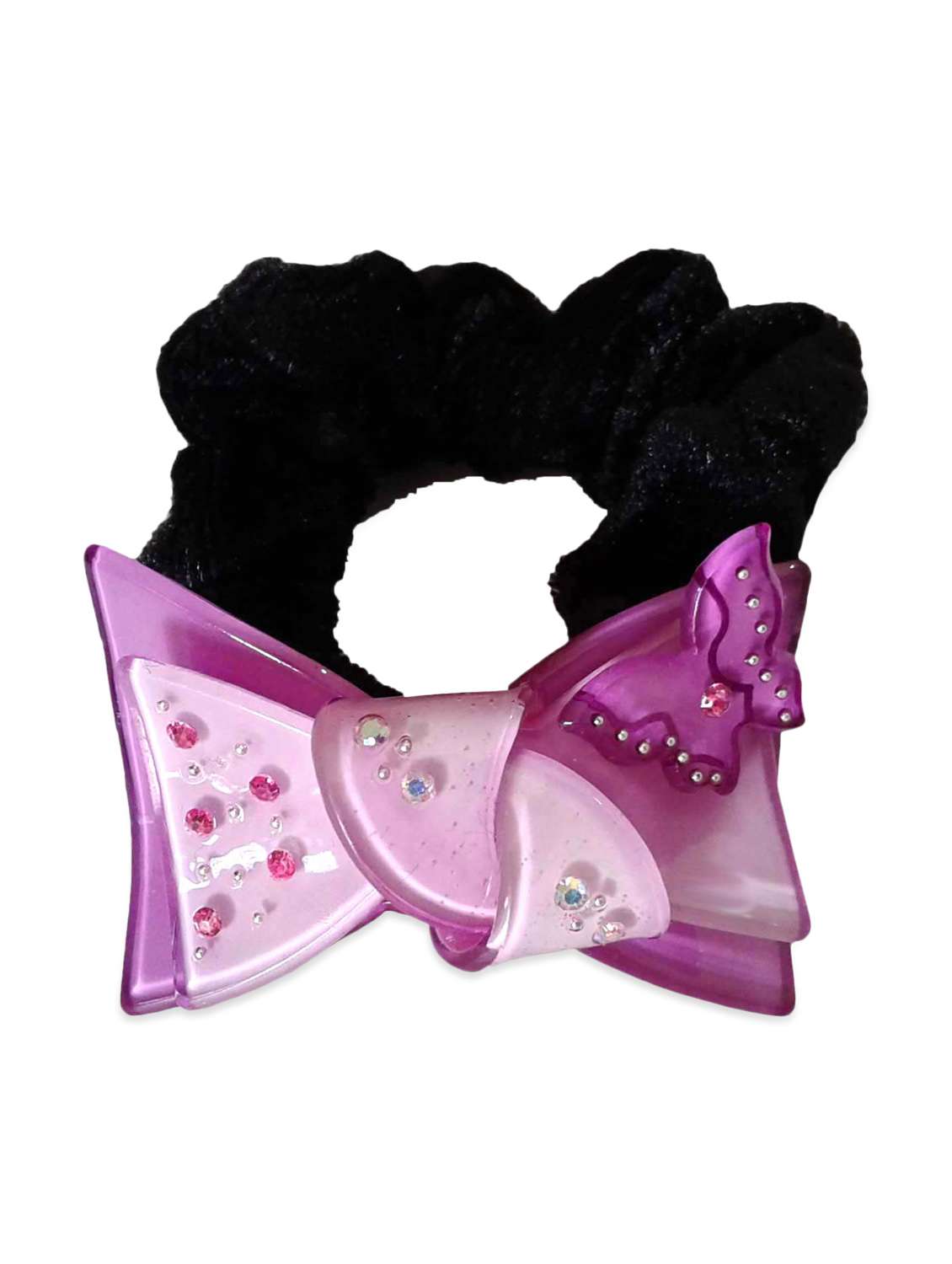 fashionable purple colour bow style ponytail rubber band (elastic)