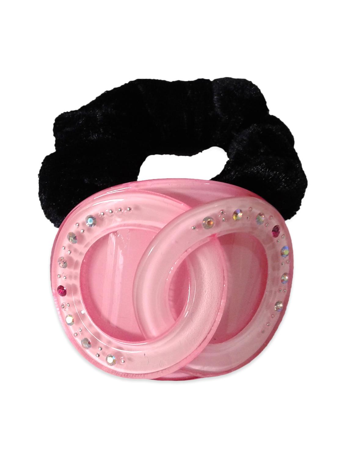 fashionable pink & black colour ponytail rubber band (elastic)