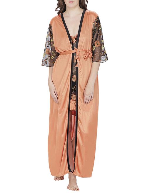 orange satin nightwear set - 11146090 - Standard Image - 0