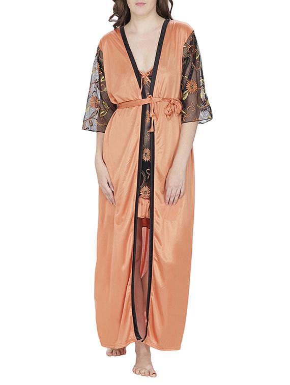 orange satin nightwear set - 11146090 - Zoom Image - 0