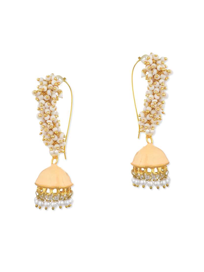 light orange pearls balli earring