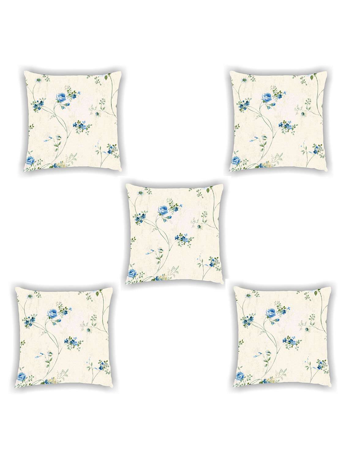 white satin floral print cushion covers (set of 5) - 11155230 -  Zoom Image - 0