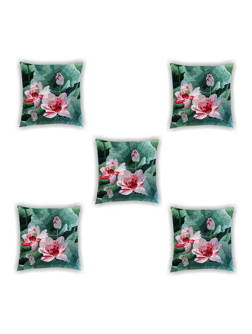 green and pink floral print cushion covers (set of 5) - 11155231 -  Standard Image - 0