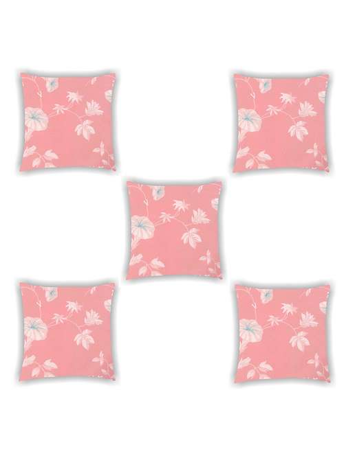 pink satin floral print cushion covers (set of 5) - 11155238 -  Standard Image - 0