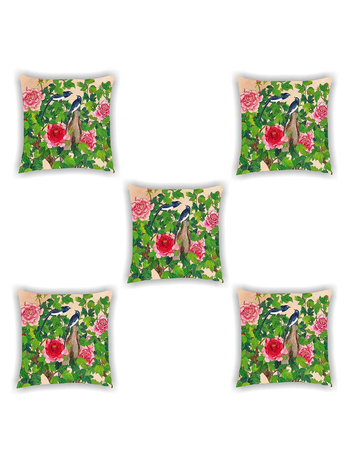 multi coloured satin printed cushion cover (set of 5) - 11155243 -  Zoom Image - 0