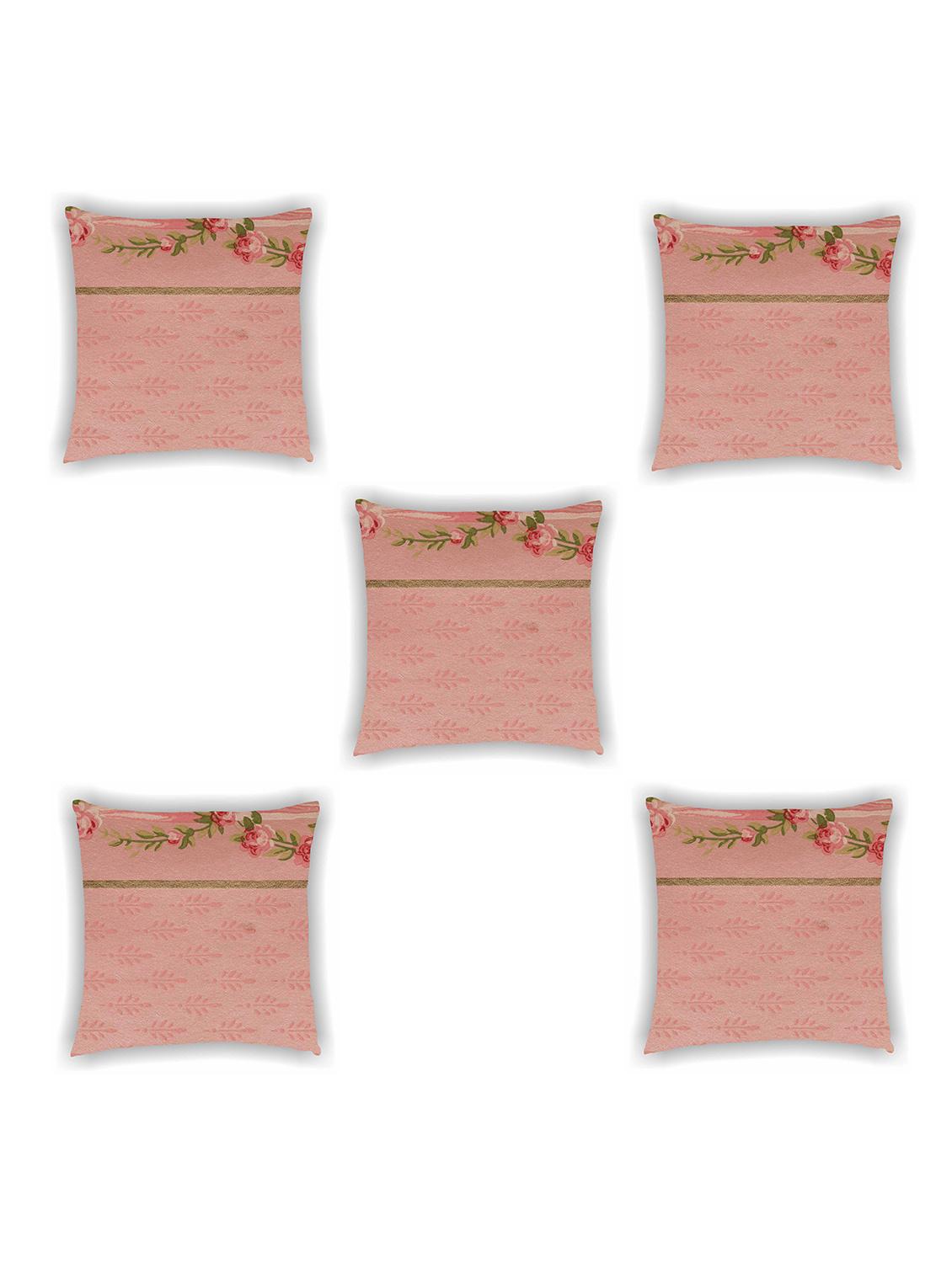 pink satin printed cushion cover (set of 5) - 11155250 -  Zoom Image - 0