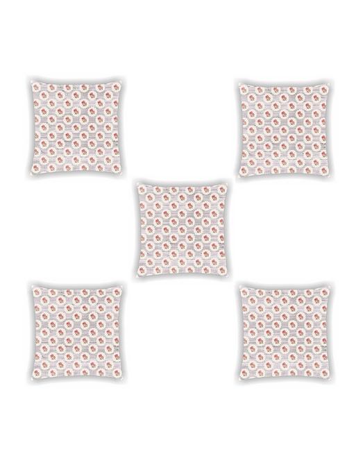 grey floral print satin cushion cover (set of 5) - 11155259 - Standard Image - 0