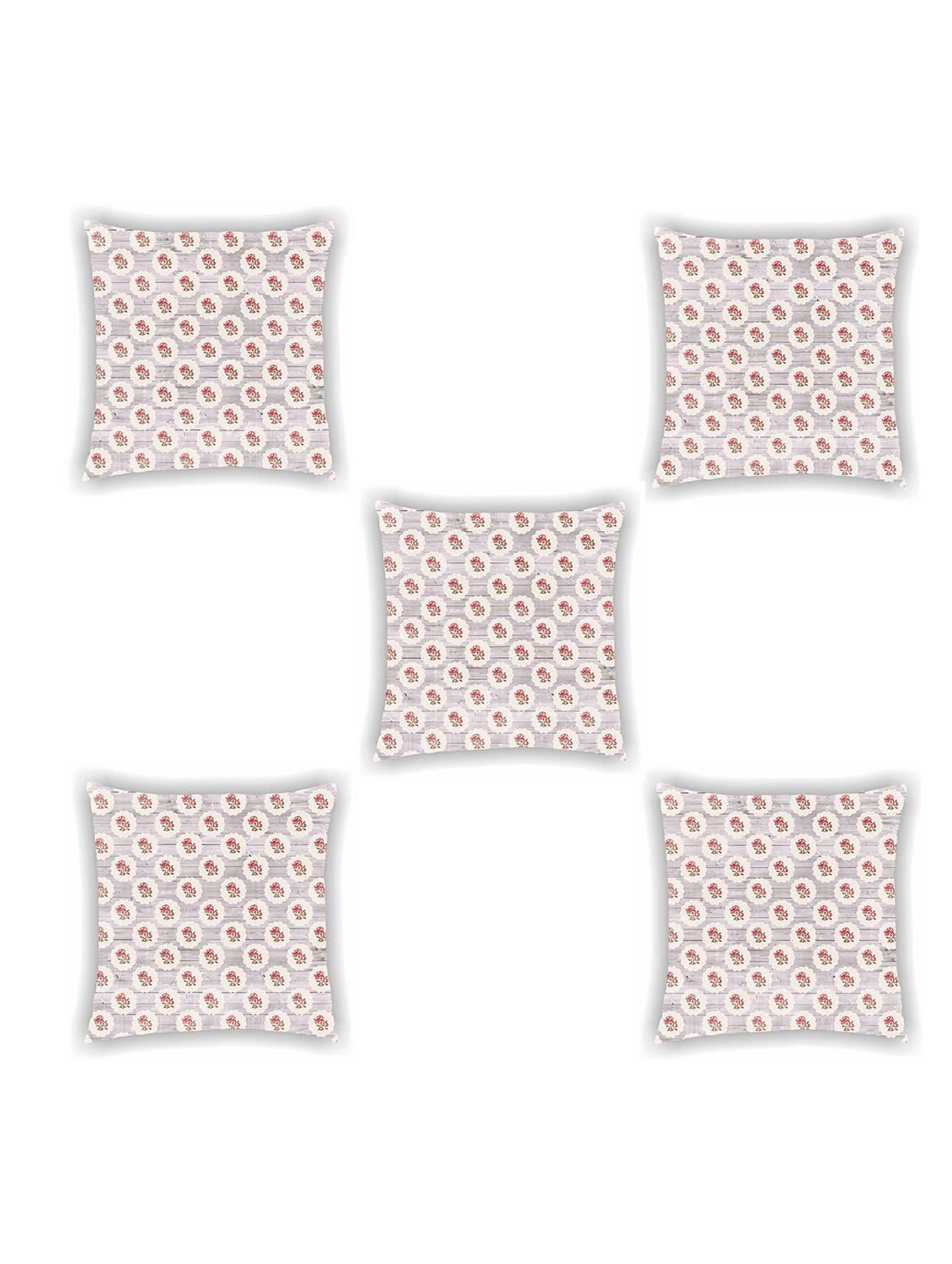 grey floral print satin cushion cover (set of 5) - 11155259 - Zoom Image - 0