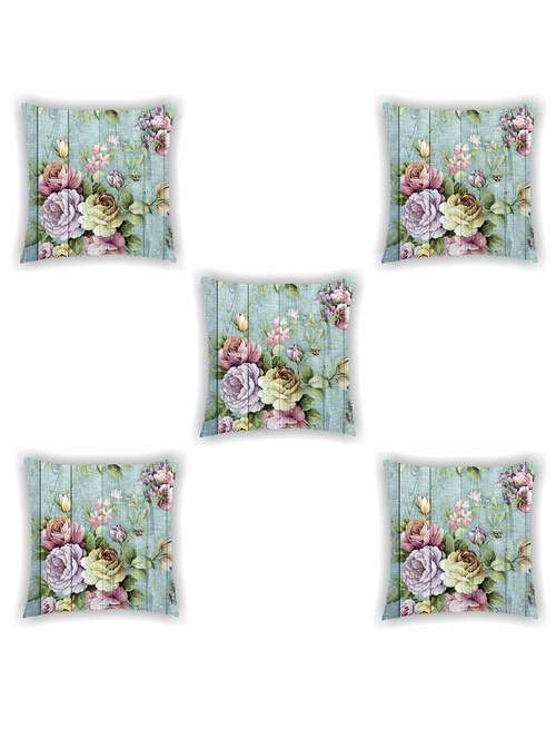 blue floral print satin cushion cover - 11155262 -  Standard Image - 0