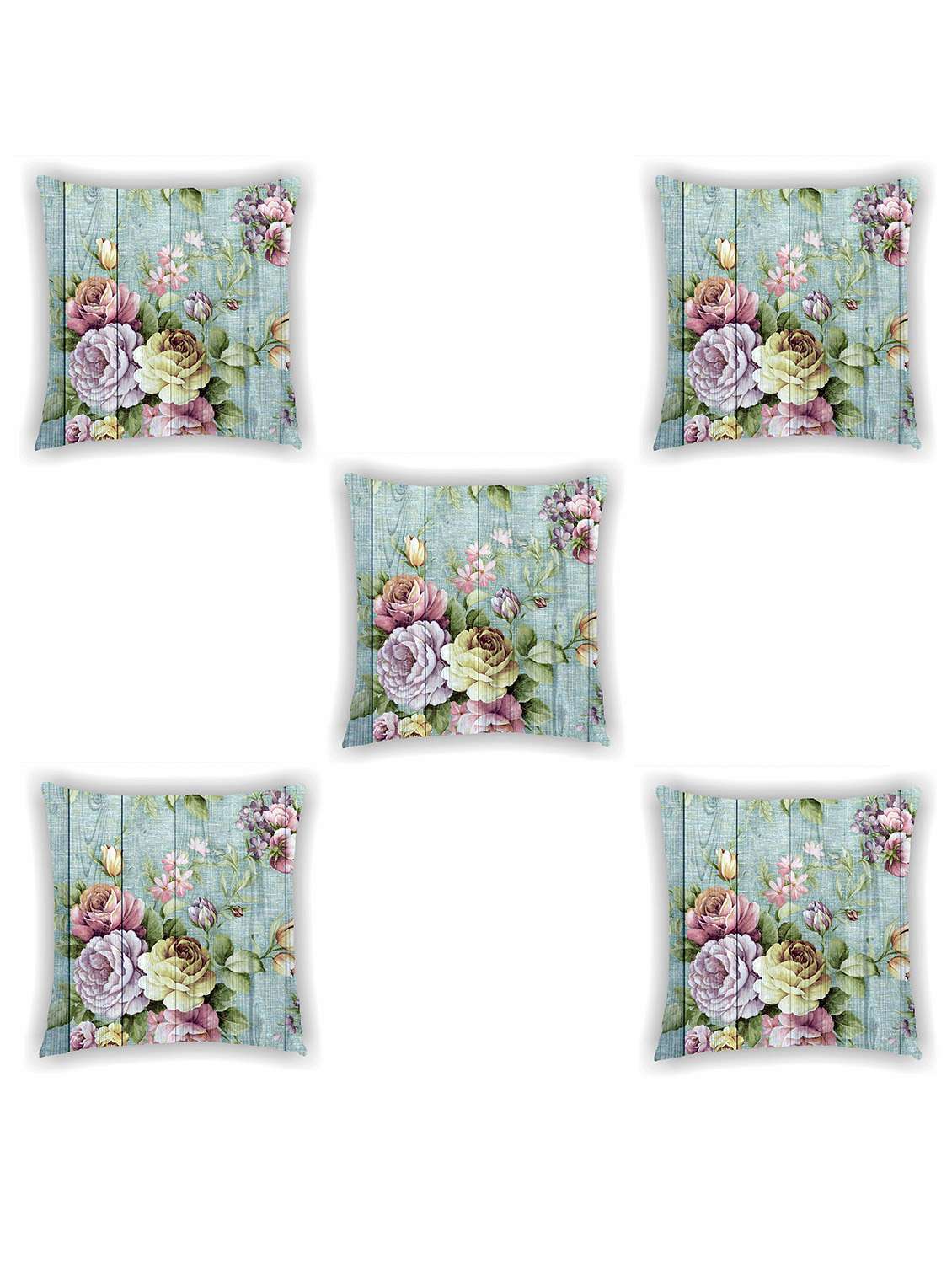 blue floral print satin cushion cover - 11155262 -  Zoom Image - 0