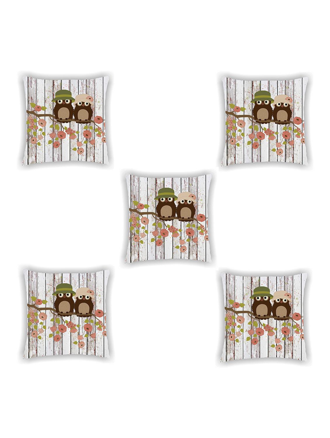 grey satin printed cushion cover (set of 5) - 11155268 - Zoom Image - 0