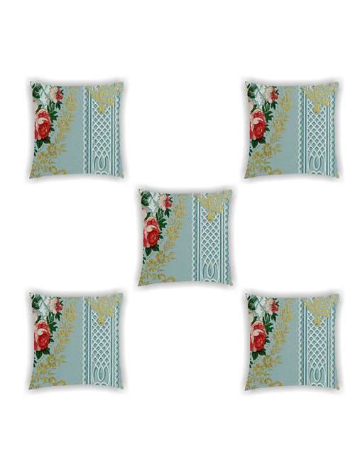 blue satin printed cushion cover (set of 5) - 11155271 -  Standard Image - 0